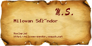 Milovan Sándor névjegykártya